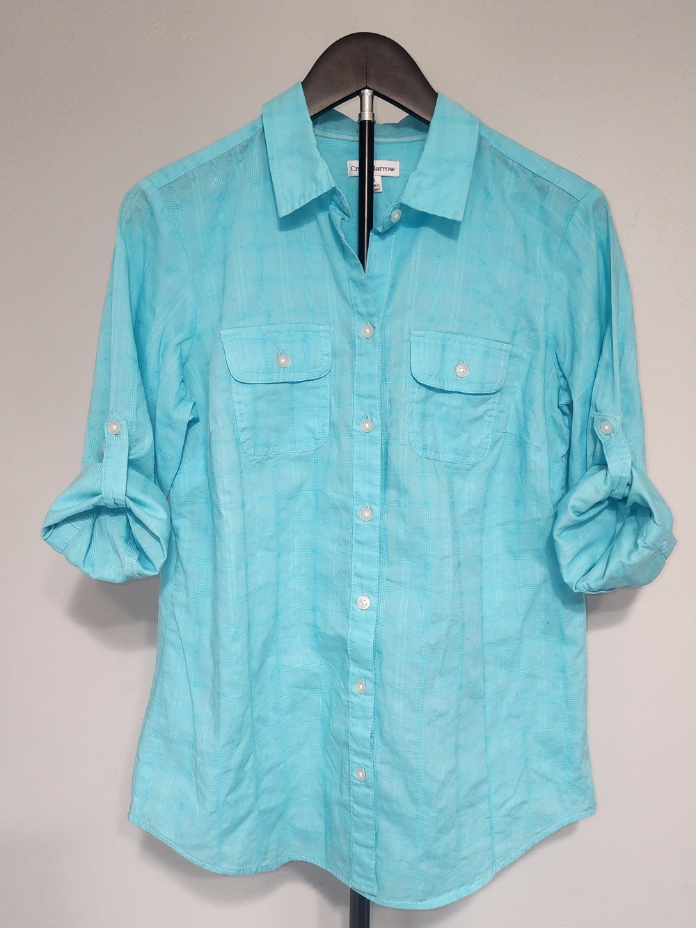 croft & barrow Light Turquoise Roll-Tab Button-Down Shirt